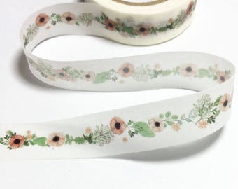 Garden Flower Washi Tape / Garden Flower Decorative Tape / Floral Masking Tape / Japan Washi Tape 10m m09