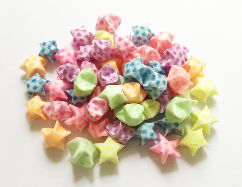 Origami Lucky Folded Stars Glow in the Dark MIXED Rainbow Etsy Sweden