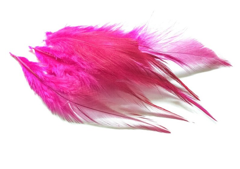 Feather Pink Saddle Hackles Dyed Earrings feathers Millinery Jewelry Crafts supplies Hair accessories FA22