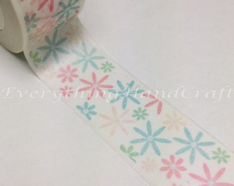 Pastel Flowers Washi Tape / Daisy Decorative Tape / Floral Masking Tape Deco Tapes 10m D05