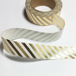 Stripe Gold Foil Washi Tape / Stripe Gold Foil Decorative Tape / Gold Foil Stripe Masking Tape 10m g18