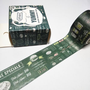 Blackboard Cuisine Washi Tape | Cute Japan Wide Masking Tape | Kawaii Decorative Tape | Scrapbooking Planner Sticker 5m Q25