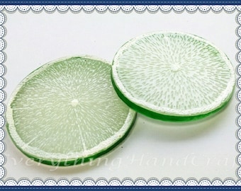 Decoden Cabochon Resin / Embellishment / DIY Craft / Fake Food Jewelry Phone case Charms / Big Lime Slice (2pcs) b11