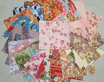 20 Assorted Origami Paper Sheets 14x14 cm Japanese Yuzen Chiyogami Washi Paper Folding Paper Cranes Flowers Japanese Craft Supplies Set F