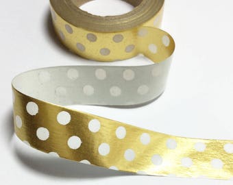 Dots Gold Foil Washi Tape / Dots Decorative Tape / Gold Foil Masking Tape / Gold Foil Planner Sticker 10m g23