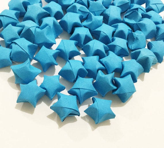 Origami Lucky Stars | Plain Blue Paper Stars | Handmade Folded Wishing Star  |Craft Party Wedding Thanksgiving Christmas Decoration Confetti