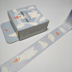 Polar Bear Washi Tape | Cute Paper Masking Tape | Kawaii Decorative Tape | Scrapbooking Planner Sticker 7m Q21