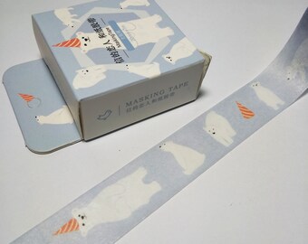 Polar Bear Washi Tape | Cute Paper Masking Tape | Kawaii Decorative Tape | Scrapbooking Planner Sticker 7m Q21