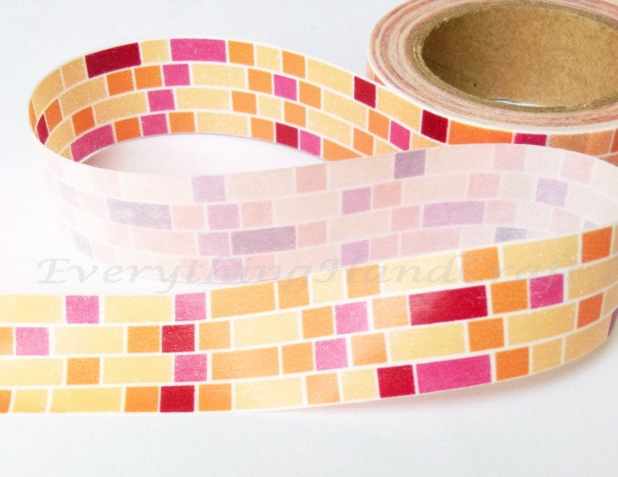 Pixel naranja Washi cinta / pĂxel rojo cinta decorativa / pixel naranja cinta de enmascaramiento / lindo planificador pegatinas 10m j10