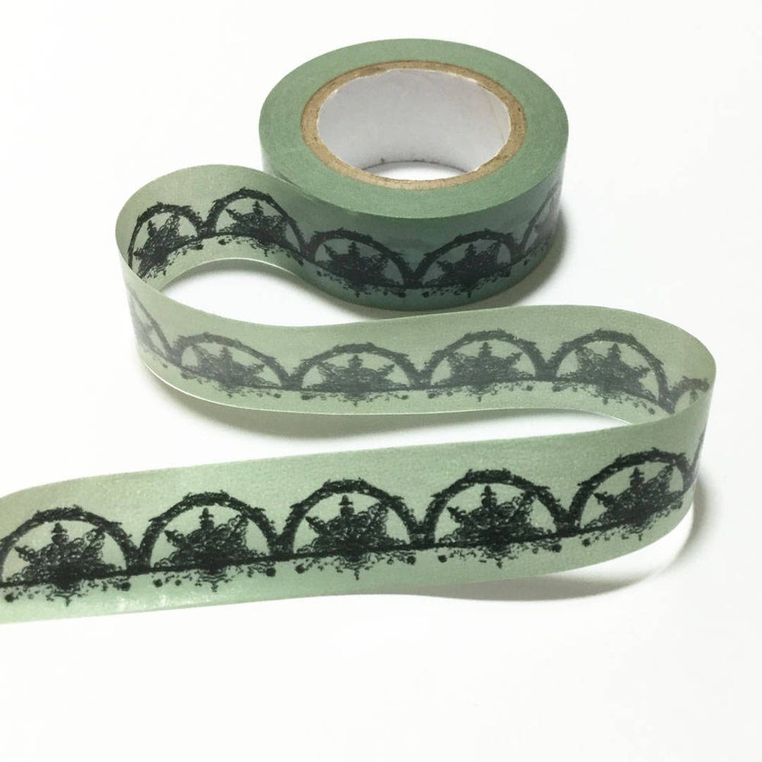 Green Doilies Washi Tape / Green Lace Decorative Tape / Green Etsy