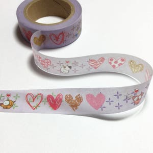 Ruban adhésif Washi / Ruban adhésif japonais / Masking tape décoratif Outils de scrapbooking pour la papeterie / Coeurs et oiseaux 10 m m20