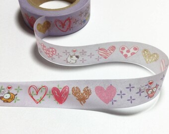 Washi Tape / Japan Klebeband / Dekoratives Masking Tape Scrapbooking Schreibwaren / Herz & Vögel 10m20