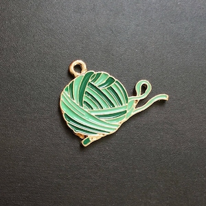 Green Yarn Charms | Gold Enamel Charm | Handmade Jewelry Making Supplies | Pendant Bracelet | Earrings Keychain 1pc CHA19