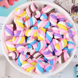 Regenbogen Marshmallow gemischt Cabochon Polymer Clay Decoden Handwerk Schmuck Charms Harz Grab Tasche sortiert Set 10pcs C27