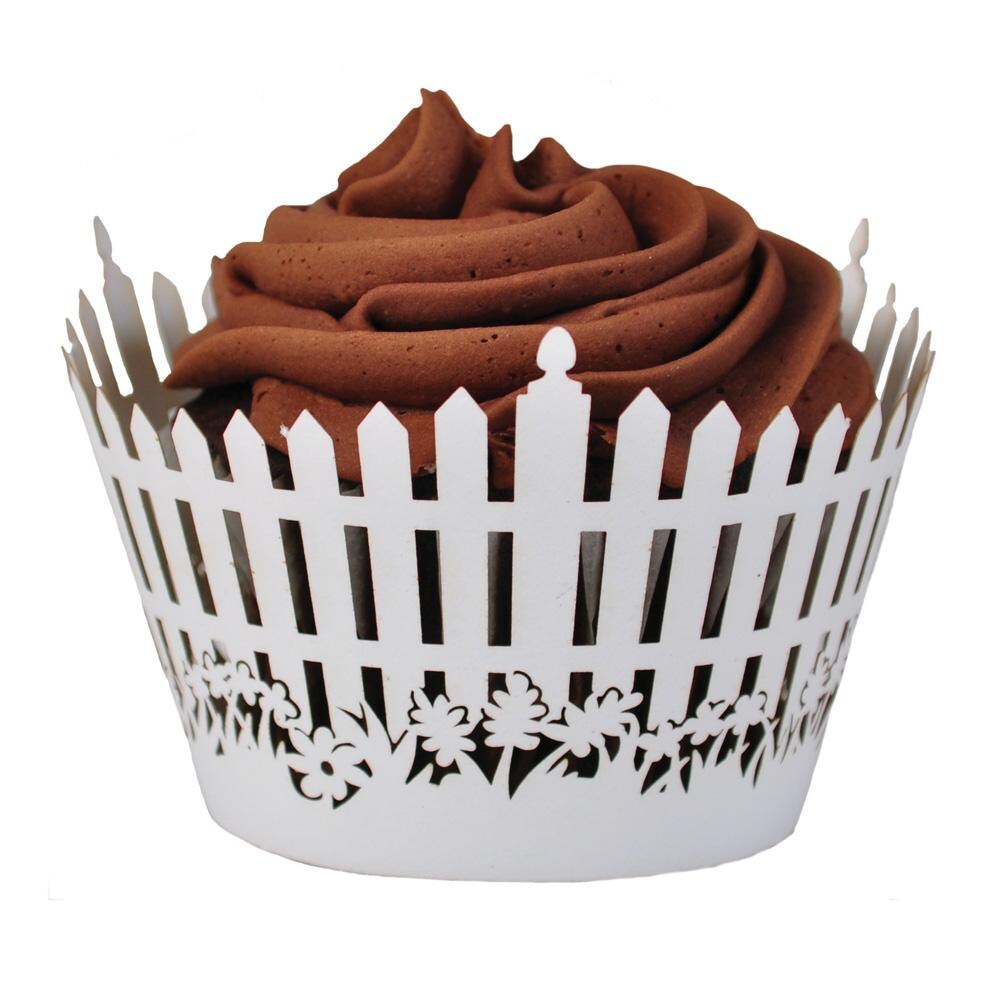 12Pcs Laser Cut Cupcake Wrappers Liners Birthday Wedding Cake Wrapper Wraps 