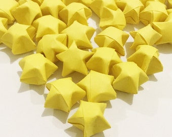 Origami Lucky Stars | Plain Yellow Paper Stars | Handmade Wishing Star | Craft Party Wedding Thanksgiving Christmas Decoration Confetti