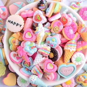 Gelato Amore Biscotto Cabochon Polimero Argilla Decodificato Gioielli Artigianali Charms Resin Flatback Grab Bag Set Assorted Set 10pcs C39