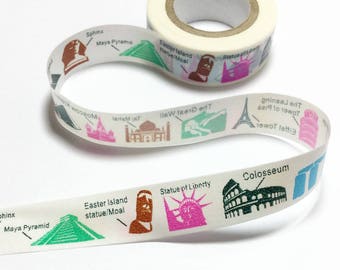 Washi Tape / Japan Sticky Adhesive Tape / Decorative Masking Tape Scrapbooking Tools Favor Papery World Landmark 10m c15