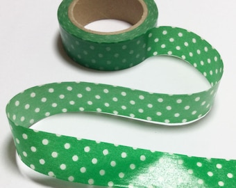 Green Dots Washi Tape / Green Dots Decorative / Green Dots Masking Tape / Japan Washi Tape 10m c03