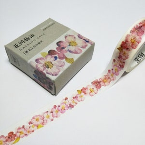 Sakura Aquarell Blumen Washi Tape | Süße Japan Klebeband | Kawaii Deko Klebeband | Scrapbooking Planner Aufkleber 7m Q24