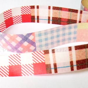 Cinta Washi a cuadros / Cinta de enmascaramiento / Cinta adhesiva del planificador / Fiesta cumpleaños boda regalo de Navidad Regalo Scrapbooking 10m e16