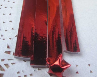 Star Folding Origami Paper /Metallic Red Bling / Paper Lucky Star / Favour Strips Colors -90 Stripes