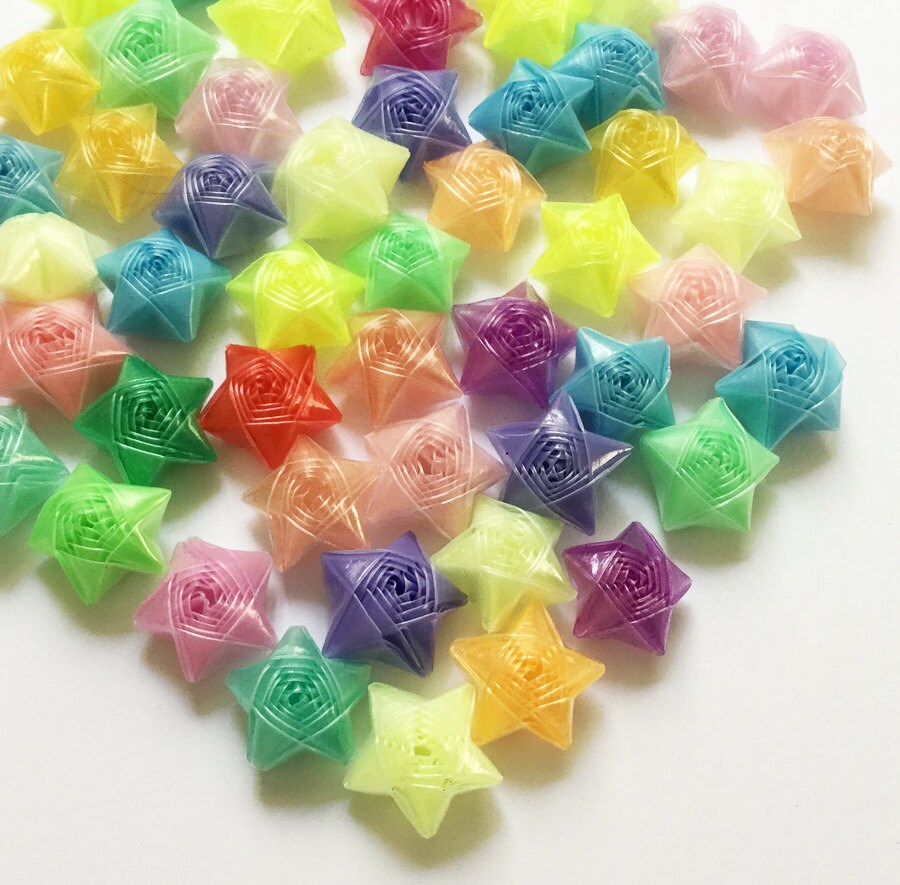 Origami Lucky Stars | Plastic Straw Stars | Rainbow Mixed Handmade Folded Wishing Star | Thanksgiving Christmas Decoration Confetti ST12