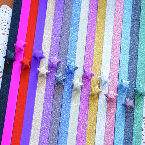 Vouwen Origami / Papier Lucky Star Assorti / Gunst Strips 2 Kleuren Gemengd / Glitter Bling Glanzend 40 Strepen