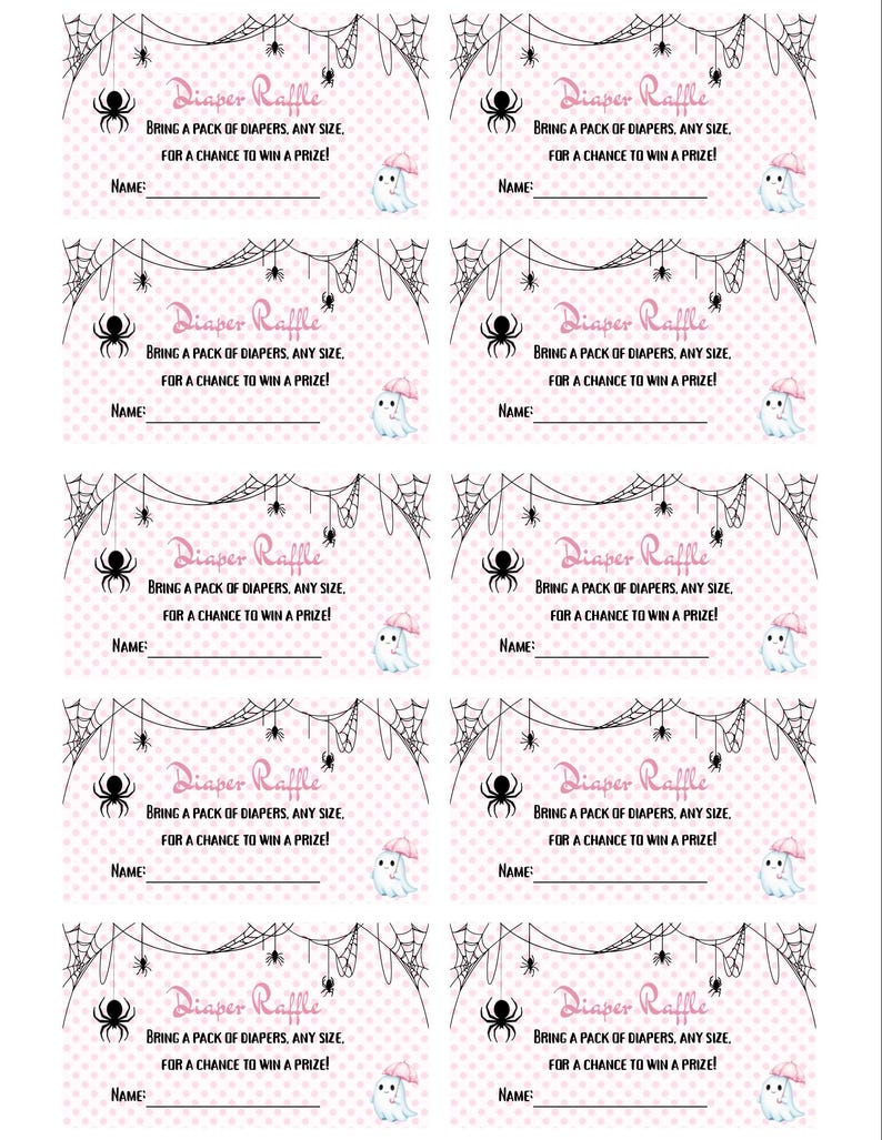 Halloween Ghost Diaper Raffle Ticket Printable Editable Baby Shower Halloween Ghost Diaper Raffle Ticket Printable Editable Baby Shower