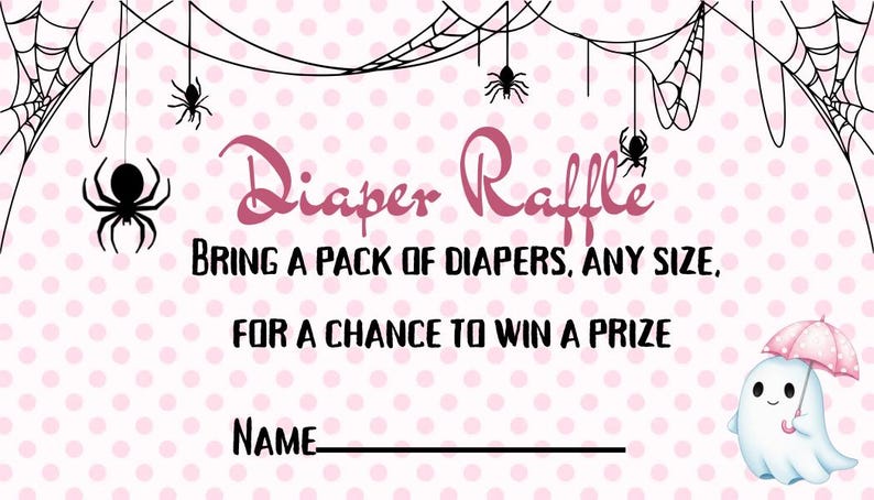 Halloween Ghost Diaper Raffle Ticket Printable Editable Baby Shower Halloween Ghost Diaper Raffle Ticket Printable Editable Baby Shower