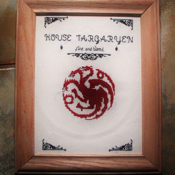 PATTERN ONLY Game of Thrones House Targaryen Banner Cross Stitch PDF