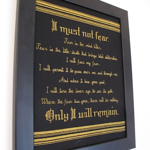PATTERN ONLY Litany Against Fear Cross Stitch from Dune (1984) 8.5&quot; x 11&quot;