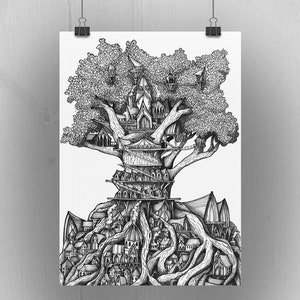 Treehouse Print. Ink art | Original art