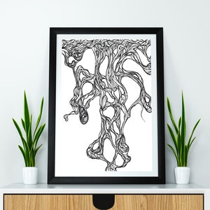Ink, Giclee print. Original drawing Ink drawing Black and white art Abstract art Abstract decor image 2