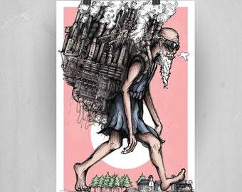 Steampunk Print. Industrial Art | Original drawing | Surreal art