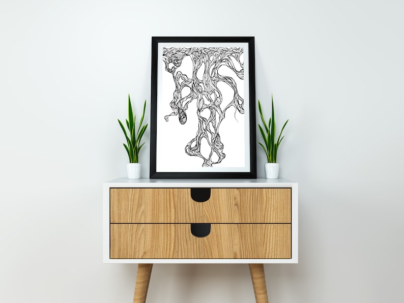 Ink, Giclee print. Original drawing Ink drawing Black and white art Abstract art Abstract decor image 2