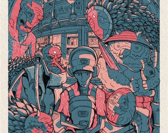 Yokai Subway Art Print: Japanese Mythology, Urban Fantasy Anime Decor (Digital Print