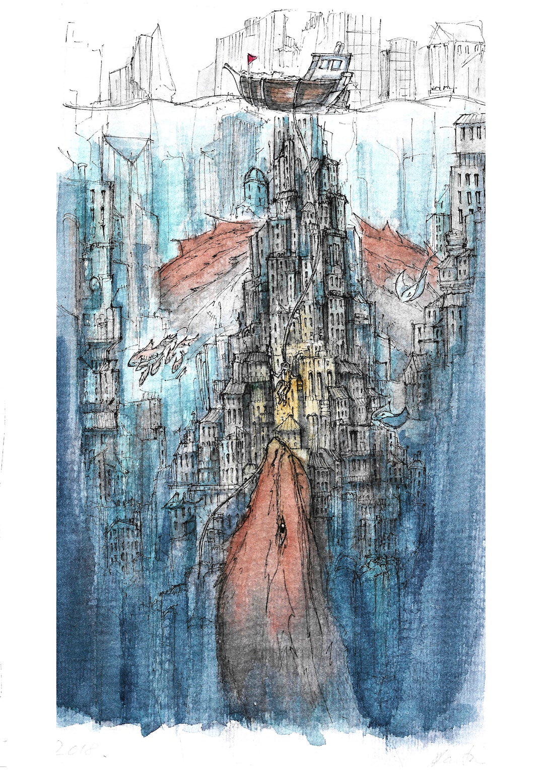 Dystopian City Drawing
