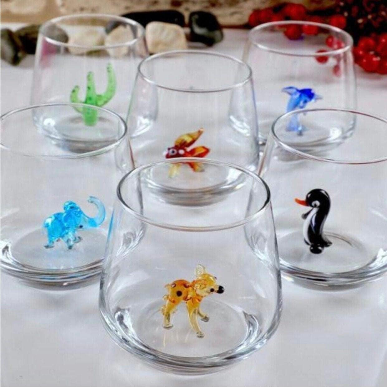 Handgemachte kleine Figuren in Weingläser Set von 6 Gläsern Etsy
