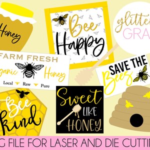 Honey Bee Tiered Tray Decor, Bee Tiered Tray Laser Files, Honey Bee SVG, Instant Download Tiered Tray Signs, Bee Signs, Laser Cut Files, Bee