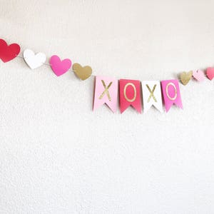 Valentine's Day Banner Valentine's Day Garland Valentine's Day Party Hear Garland Heart Banner Red and Pink Party Decor XOXO image 2