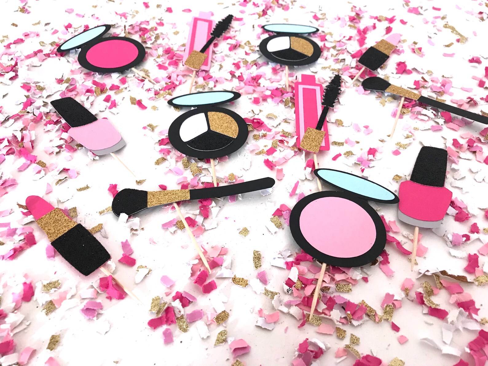 Makeup Cupcake Toppers Makeup Cupcake Picks Lipstick Etsy