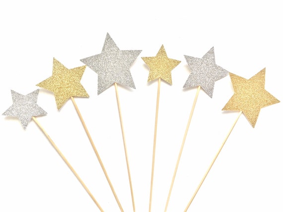 Gold Star Cake Decorations