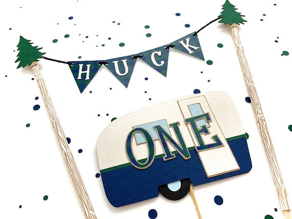 One Happy Camper Cake Toppers Camping, Bear Happy Camper Shower Curtain Set