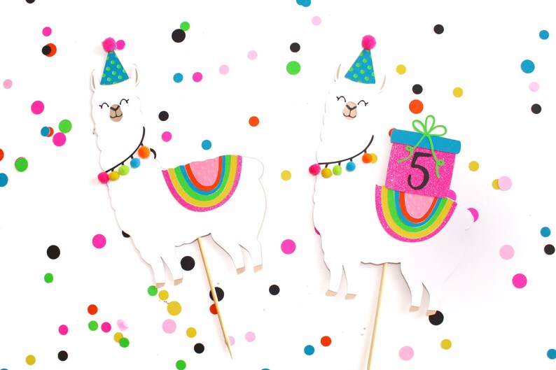 Llama Cake Topper Set Llama Birthday Party Party Animal Cake Topper Llama Decoration No Drama Llama image 4