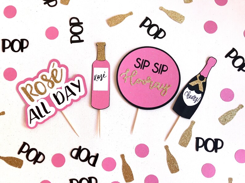 Champagne Bottle Cupcake Toppers Wine Bottle Cupcake Toppers Etsy