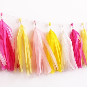 Sunshine Tassel Garland Lemonade Tassel Garland Tassel Banner pink and yellow Tassel Garland pink and yellow Party Decor Lemon image 1