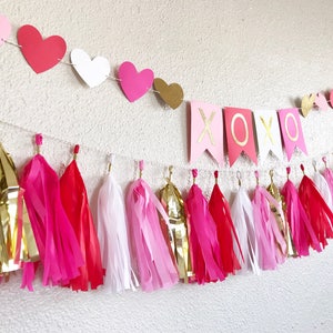 Valentine's Day Banner Valentine's Day Garland Valentine's Day Party Hear Garland Heart Banner Red and Pink Party Decor XOXO image 4