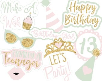 UNEDITABLE Instant Download Photo Booth Props | Printable Photo Booth Props | 13th Birthday Decor | 13th Birthday Props | Digital Download