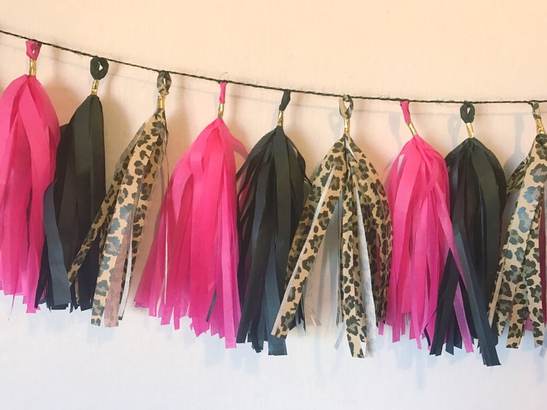 Tassel Garland Leopard Print Decorations Cheetah Print Decorations Pink and Leopard Party image 4